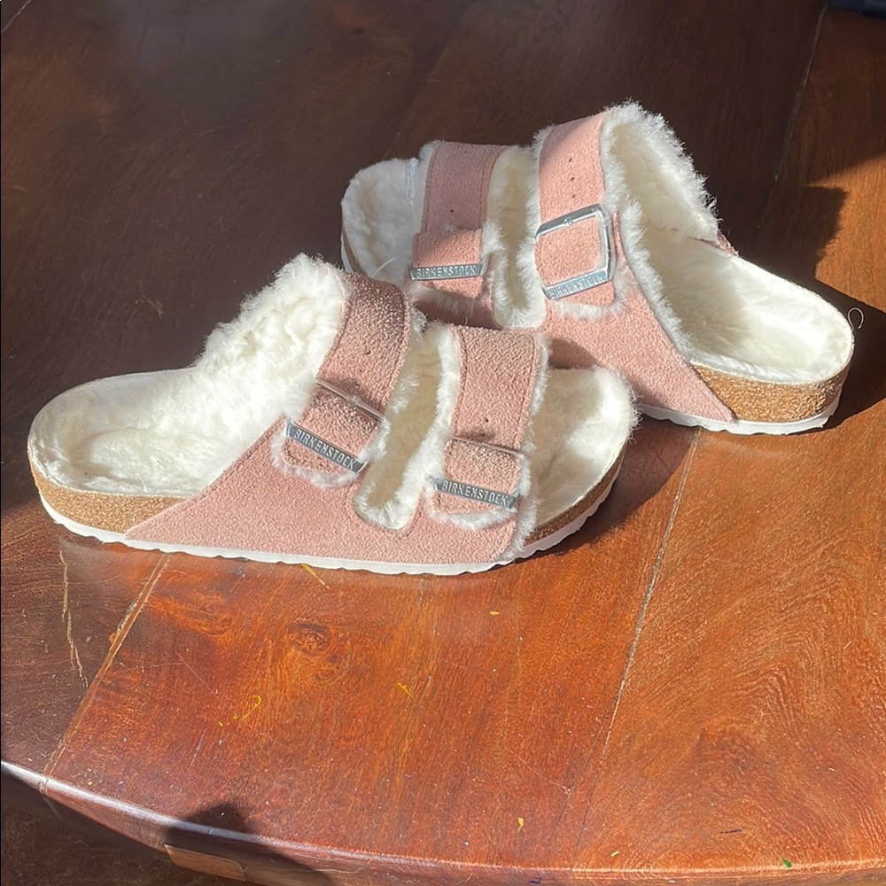 Birkenstock Pink and White Sandals